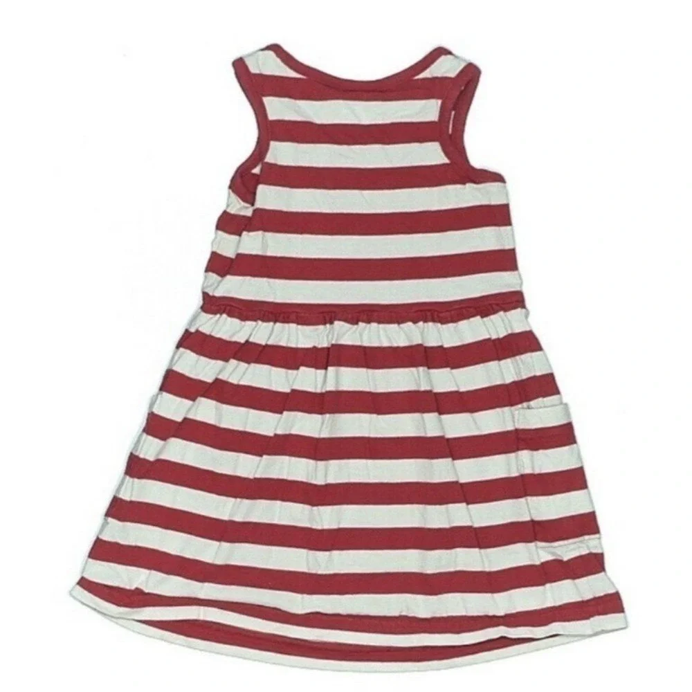 Hanna Andersson Girls Striped Dress Lot 2 Red Teal White Cotton Terry Size 6-7